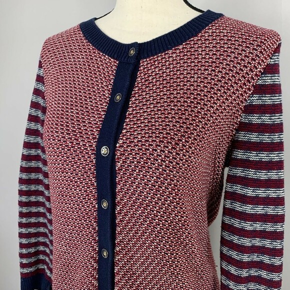 Tommy Hilfiger Cardigan Sweater Textured Knit Metal Buttons Pockets Sz S - Picture 3 of 10